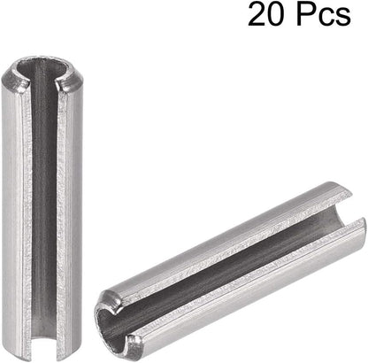 uxcell Slotted Spring Pin - M4 x 30mm 304 Stainless Steel Split Spring Roll Dowel Pins Plain Finish 20Pcs