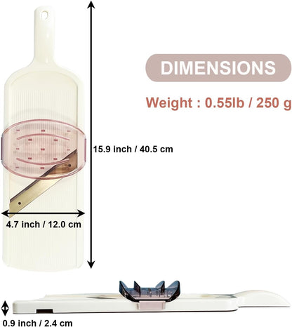 Mandoline Wide Cabbage Slicer 4.7 inches Pink, Julienne Thickness: 0.04 inch (1 mm), with Safety Holder, Made in Tsubame Japan (Pink)