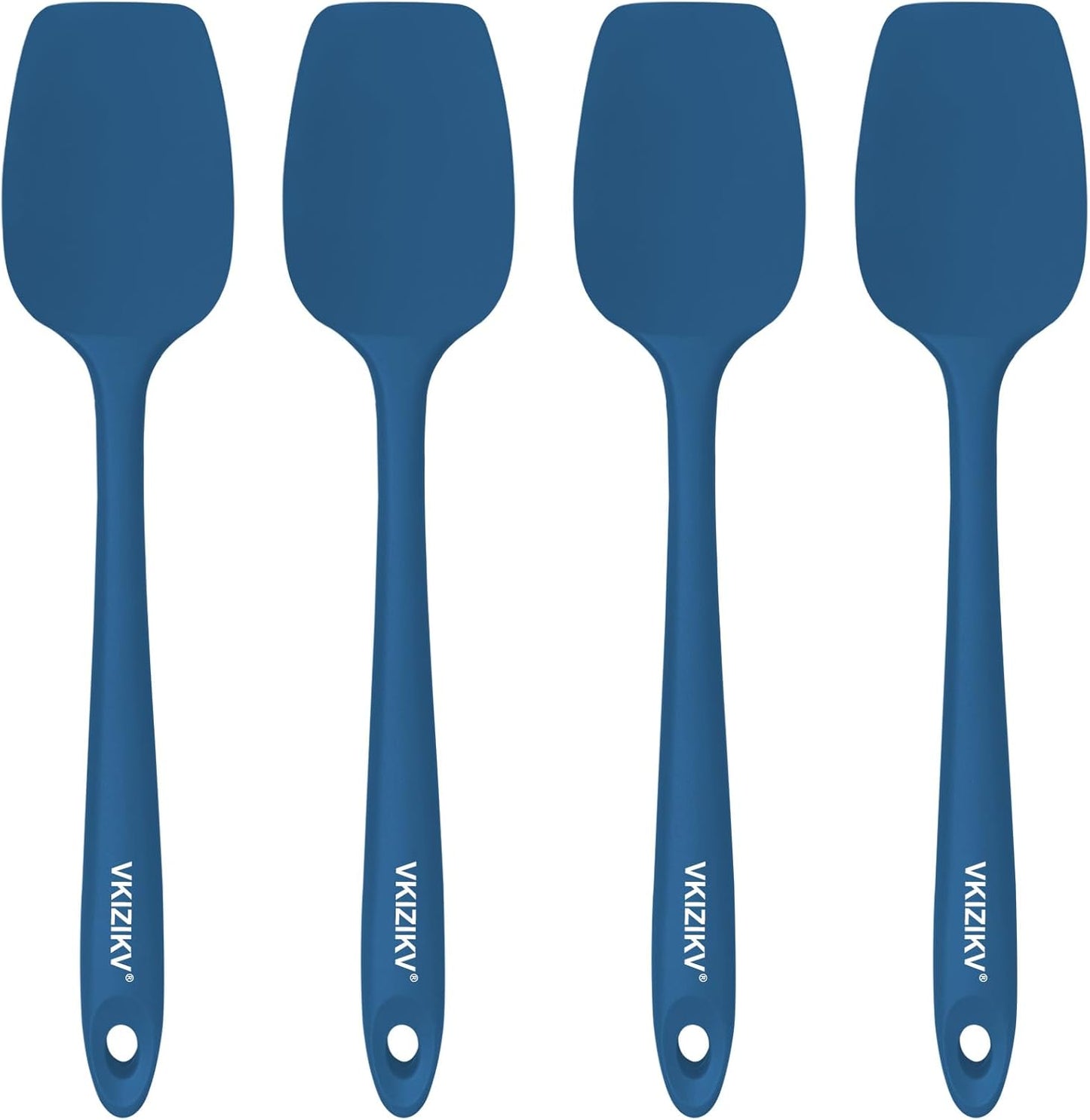 4 Pcs Silicone Spoon Spatula Set, 11.4 In, Food Grade Rubber Spatulas for Cooking, Baking, Mixing, 600°F Heat Resistant, Nonstick and Flexible Kitchen Utensils, Seamless Spoonula (Black)