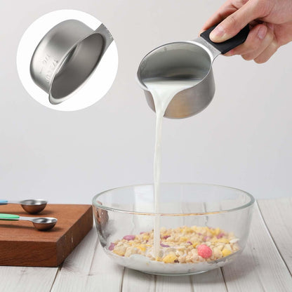 Magnetic Measuring Cups and Spoons Set Including 7 Stainless Steel Heavy Duty Measuring Cup 8 Double Sided Measuring Spoons with 1 Leveler for Dry and Liquid Ingredients (Color)