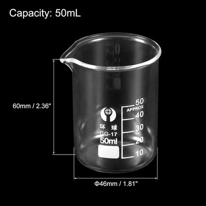 PATIKIL 3Pcs 10ml Low Form Glass Beaker, 3.3 Borosilicate Glass Graduated Printed Scale Measuring Cups with Spout for Kitchen Lab Liquids