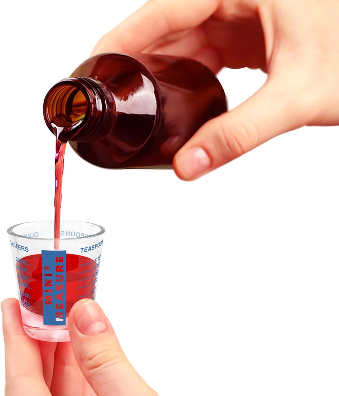 Kolder Mini Measure Heavy Glass, 20-Incremental Measurements Multi-Purpose Liquid and Dry Measuring Shot Glass, White