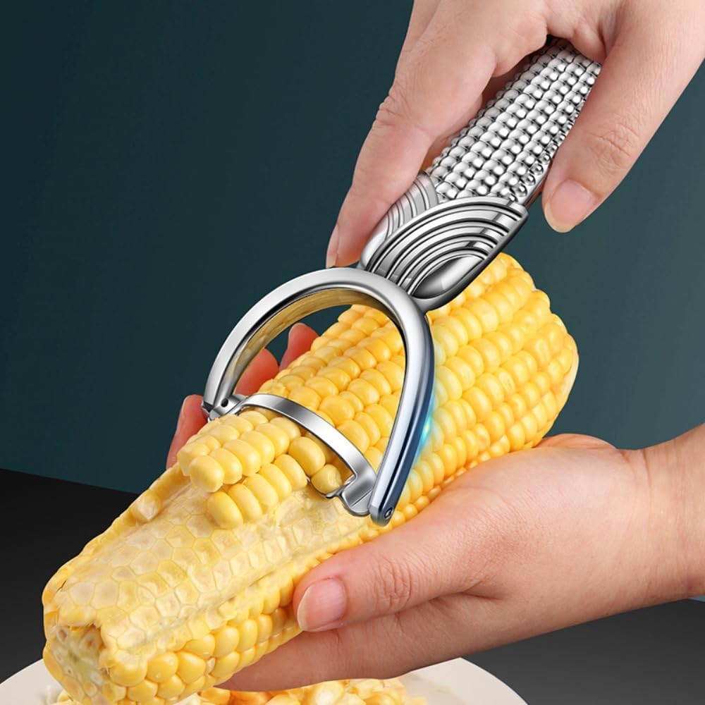 Duty Zinc Alloy Corn Stripper, Multi Function Corn Kerneler Creamer Tool Efficient Corn Peeler, Remover for Fresh Sweet Corn Vegetables Fruits