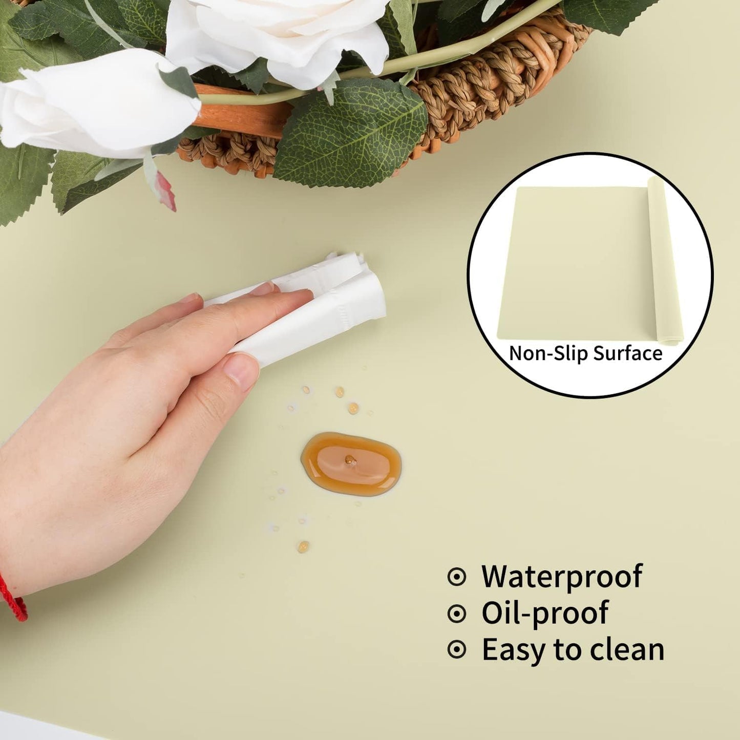 Standard Silicone Mat,Black Baking Mat-Food Grade Kids Dinner Table Placemat Non Slip Counter Mat with Raised Edges Heat Resistant Mat for Air Fryer Nonstick Pastry Dough Mat(1 Pack 23.6'' x 15.7'')