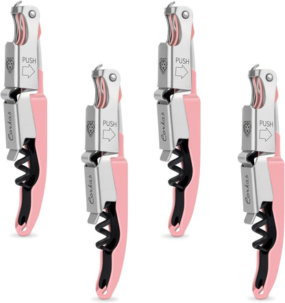 CORKAS Wine Key - Professional Handcrafted Heavy Duty Waiter Corkscrew, Compact Wine Opener with Double Hinged, Foil Cutter and Bottle Opener, Gifts for Servers, Sommelier, Bartenders - Red