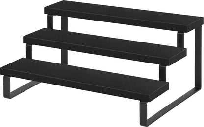 YINMIT Wooden Display Riser Stand, Tiered Perfume and Cologne Organizer Stand, 4 Tier Spice Rack Organizer, Rustic Display Shelf for Candles (4 Tier)