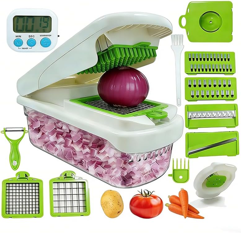 BBEK chopper vegetable cutter with timer | multifunctional vegetable cutter & onion chopper dicer, vegetable shredder for Restaurant & Bulk Prep
