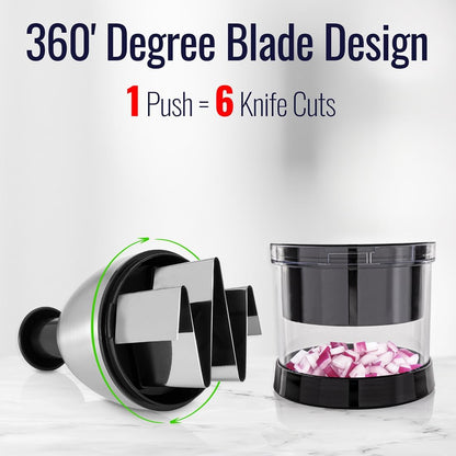 BASSWOOD Vegetable Chopper - Onion Chopper - Pro Food Chopper - Veggie Chopper - Vegetable Chopper with Container - Hand Chopper - Slicer Dicer Cutter