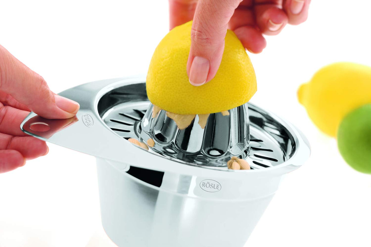 Rosle 12802 Stainless Steel Manual Citrus Lemon Reamer & Juicer with Strainer
