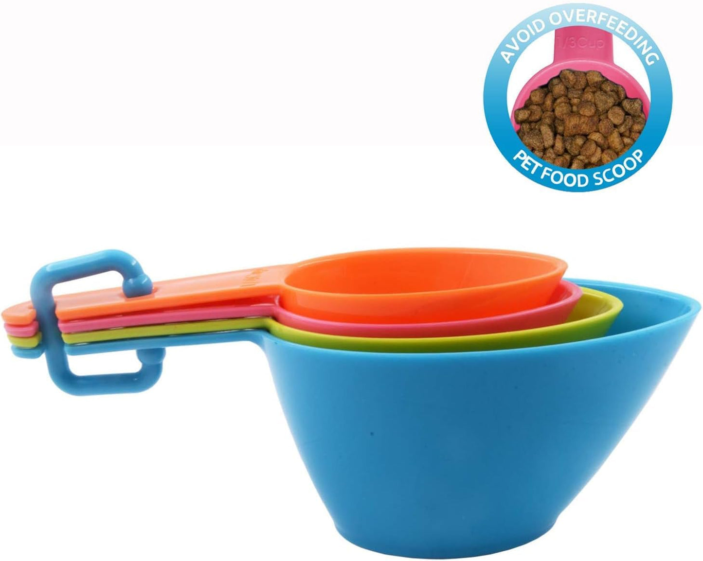 HINMAY Pet Food Scoops Plastic Measuring Cups Set for Dog Cat and Bird Food (Random Color)