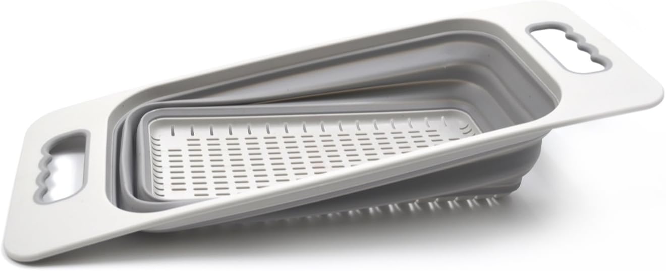 SAMMART 2.6L (0.68 gallon) Set of 2 Over The Sink Rectangular Colander (2, Grey)