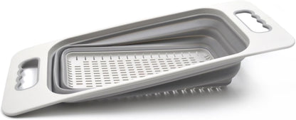 SAMMART 2.6L (0.68 gallon) Set of 2 Over The Sink Rectangular Colander (2, Grey)