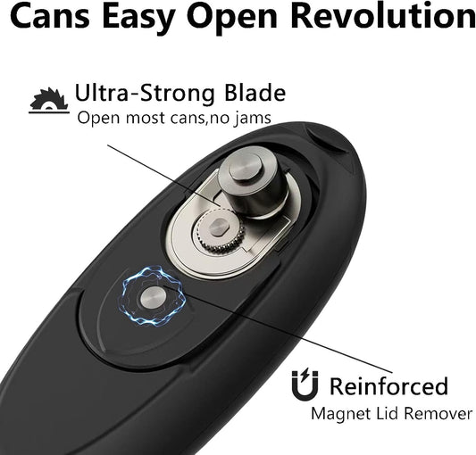 Automatic Electric Can Opener for Seniors for Kitchen:Anyone can Hands Free,One Touch Opener,Durable Blades,Rechargeable, Smooth Edge, Lightweight Small Size, Black (White)