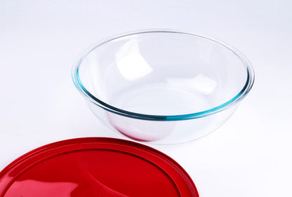 4.5L Round Glass Mixing Bowl with Lids, Glass Salad Bowls with BPA free cover. Oven, Microwave and Dishwasher Safe.