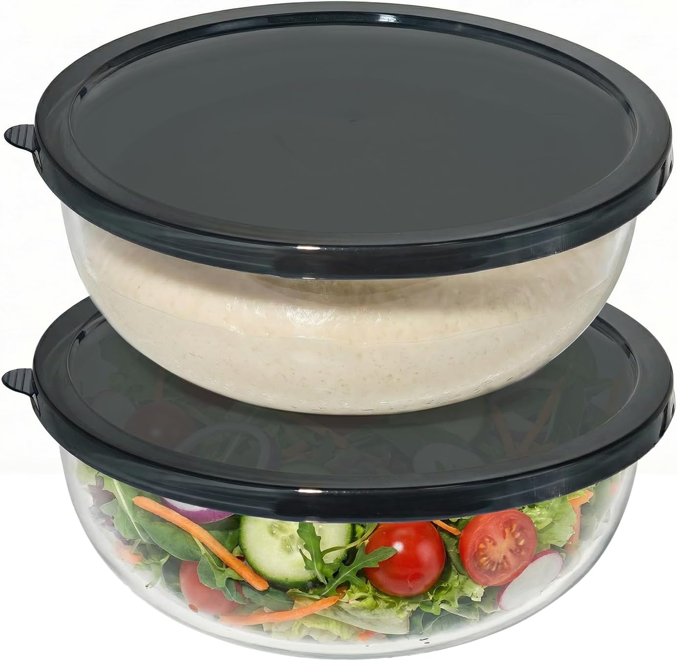 Large Glass Mixing Bowl for Sourdough, 6.2QT with Lid – Big Capacity Clear Bowl for Sourdough, Baking, Salad Prep & Food Storage