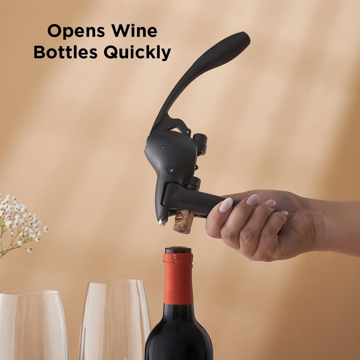 Rabbit Original Lever Corkscrew Wine Opener with Foil Cutter and Extra Spiral (Silver)