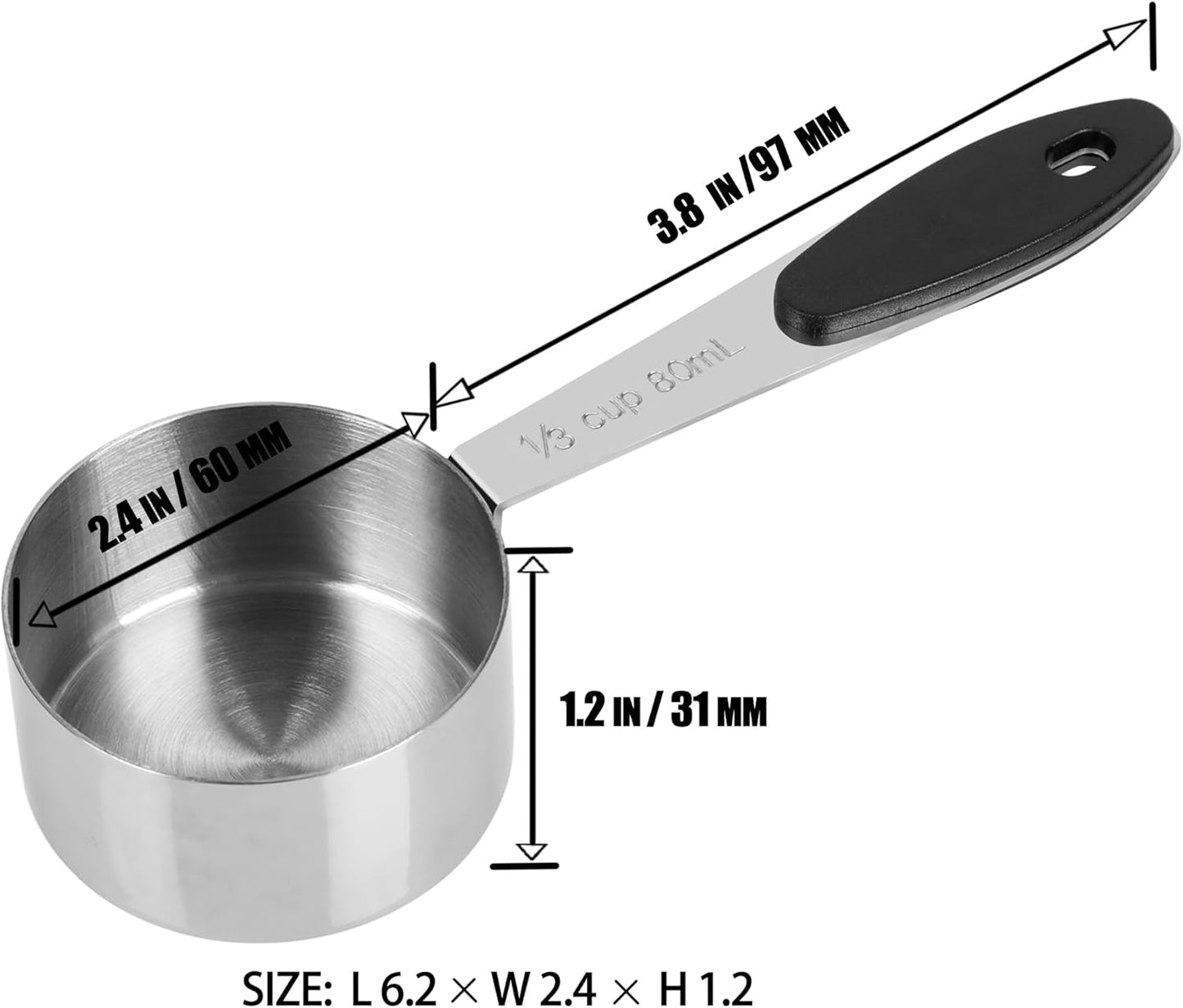 DOTINGHUX 1/3 Cup Magnetic Grips Stainless Steel Measuring Cup -1PCS