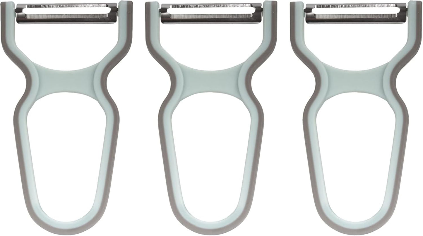 Y Shape 3-in-1 Serrated, Straight, Julienne Swiveled Multi-Blade Peeler - Green - 1 Peeler