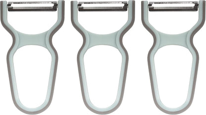 Y Shape 3-in-1 Serrated, Straight, Julienne Swiveled Multi-Blade Peeler - Green - 1 Peeler