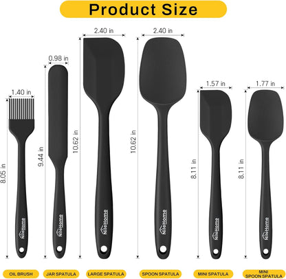 NileHome Silicone Spatula Set, 5 Pieces Food Grade Kitchen Utensils with Silicone Brush Heat Resistant BPA-free Rubber Spatula for Scraping, Baking, Cooking, Mixing—Black