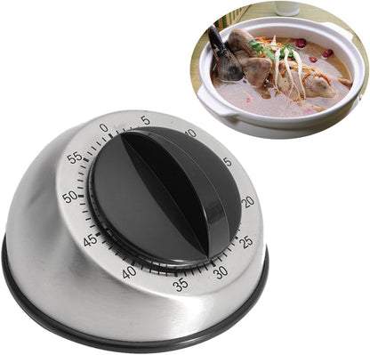 Kitchen Timer for Cooking, Mechanical Stainless Steel Chef Cooking Timer, Easy-to-Read 2.5” Dial, Loud Alarm Countdown Reminder for Cooking or Baking, No Batteries Required