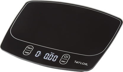 Taylor Waterproof Digital Kitchen Scale, 11 pounds, Black