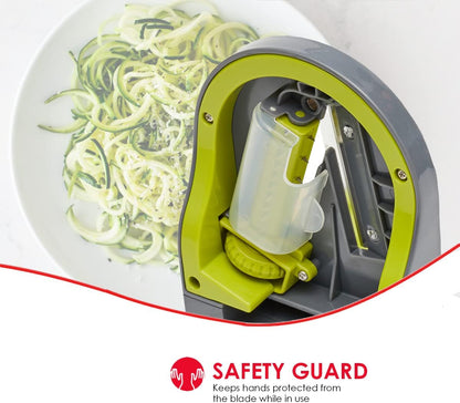 Home Basics 4 Function Tabletop Spiralizer, Green | 4 Razor Sharp Blades | Safety Guards Protect While Using | Durable | Easy to Clean | Great for Vegetables & Fruit | Healthy Way to Prepare Meals