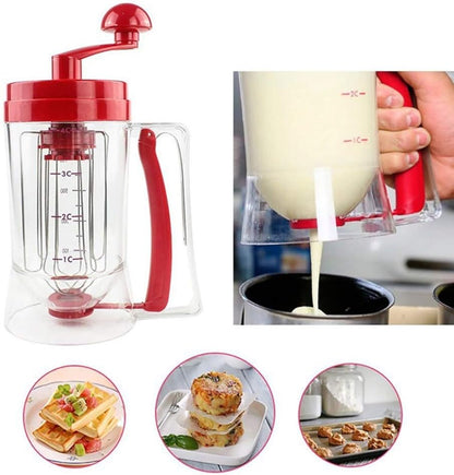 Pancake & Cupcake Mixer and Batter Dispenser Perfect Baking Tool Bakeware Maker with Measuring Label