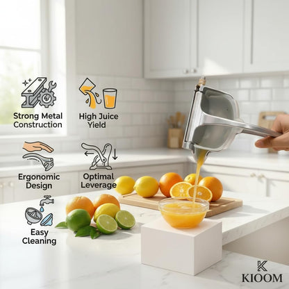 Manual Juicer Hand Press – Handheld Fruit Juicer Squeezer for Orange, Lemon, Lime & Citrus – Heavy Duty Metal Juice Squeezer with Non-Slip Base