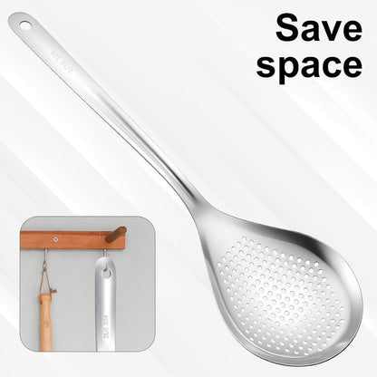 14.2 Inch Large Stainless Steel Skimmers Ladle Spoon Spider Strainer, Skimmer Slotted Spoon, Skimmer Spoons with Hanging Holes for Kitchen Cooking, Frying and Draining