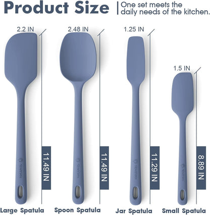 ChefAide 5 Pieces Silicone Spatula Set, Food Grade Rubber Spatula, Upgrade Strong Handle with Ergonomic Grip, Heat Resistant Up to 600°F for Nonstick Cookware, Cooking
