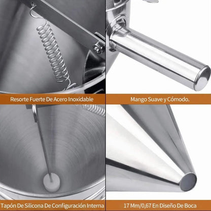 Gavigain Pancake Batter Dispenser, Stainless Steel Funnel Cake Dispenser with Stand Baking Tools for Cake Pancakes Cupcakes Muffins Crepes Waffles Takoyaki