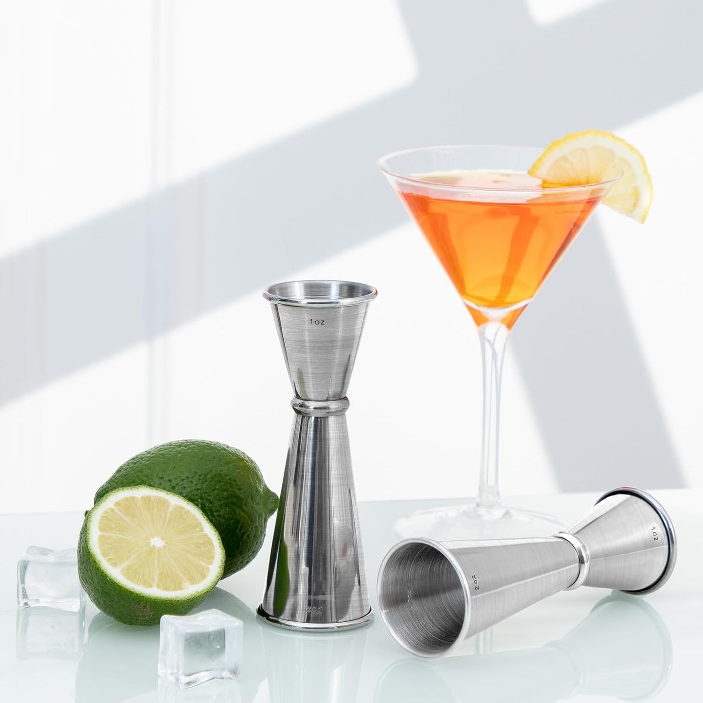 Briout Jigger for Bartending, Double Cocktail Jigger Japanese Premium 304 Stainless Steel Jigger 2 OZ 1 OZ with Measurements Inside