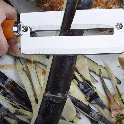 BESTonZON Pineapple Knife Peeler with Wooden Handle Stainless Steel Sugar Cane Cutter Fruit Peeling Knife for Kitchen Use 10.2 Inch
