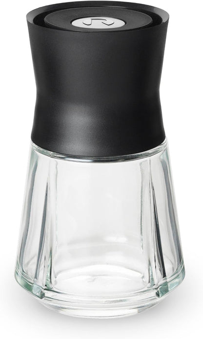 Rosendahl Grand Cru 8.5 Oz Dressing Shaker - Elegant Black Glass Container with Push-Button Lid, 360-Degree Spout for Easy Pouring, Leak-Proof, Multifunctional Kitchen Essential for Homemade Dressings