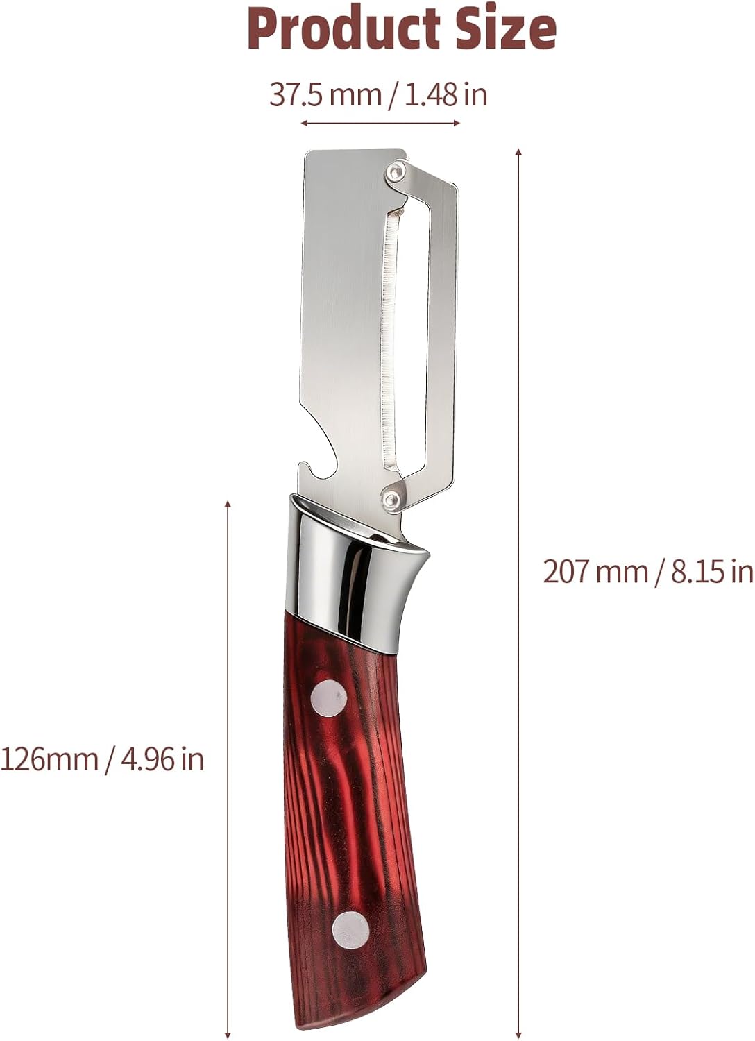 Multifunctional Vegetable Peeler, 3 in 1 Julienne Peeler with Wooden Handle, Vegetable Shredder with Bottle Opener Kitchen Tool for Peeling Veggie Fruit Pineapple Pumpkin Papaya Carrrot(2 Pack)