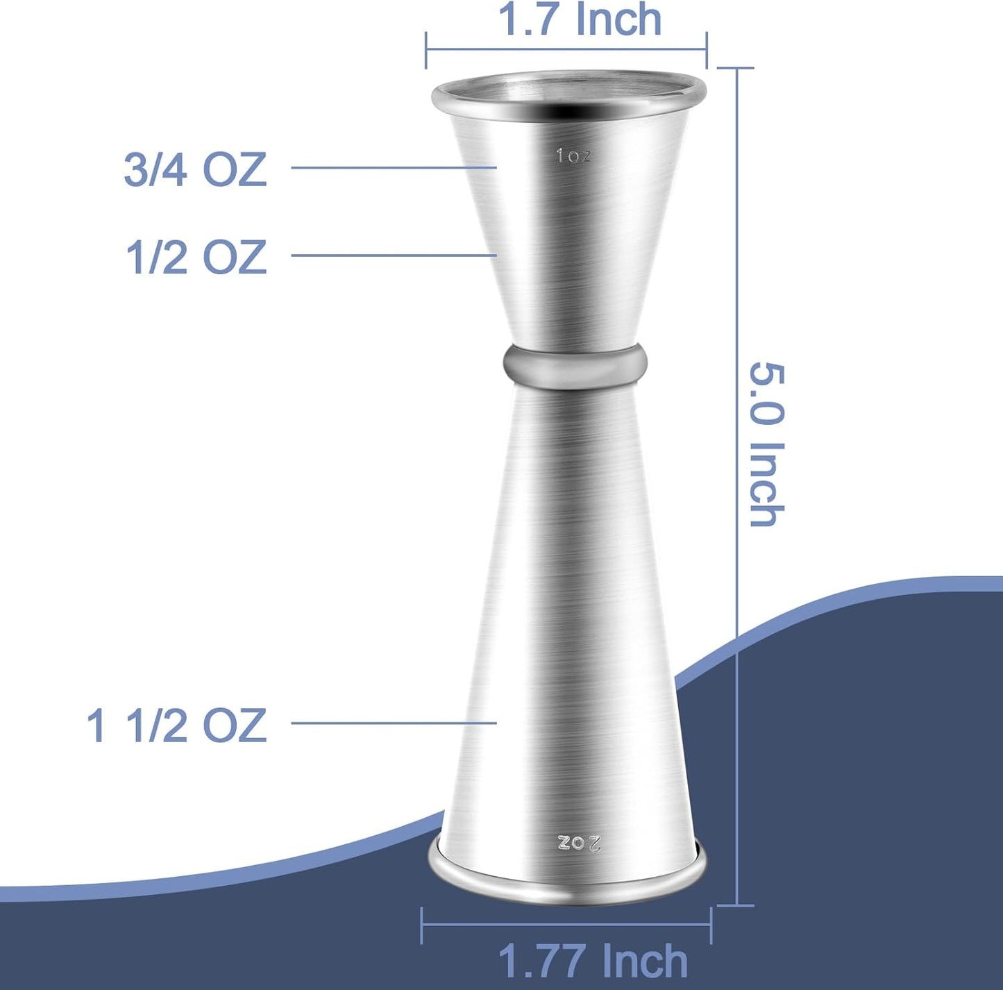 Briout Jigger for Bartending, Double Cocktail Jigger Japanese Premium 304 Stainless Steel Jigger 2 OZ 1 OZ with Measurements Inside
