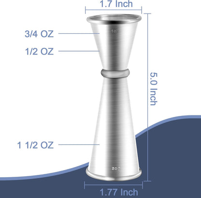 Briout Jigger for Bartending, Double Cocktail Jigger Japanese Premium 304 Stainless Steel Jigger 2 OZ 1 OZ with Measurements Inside
