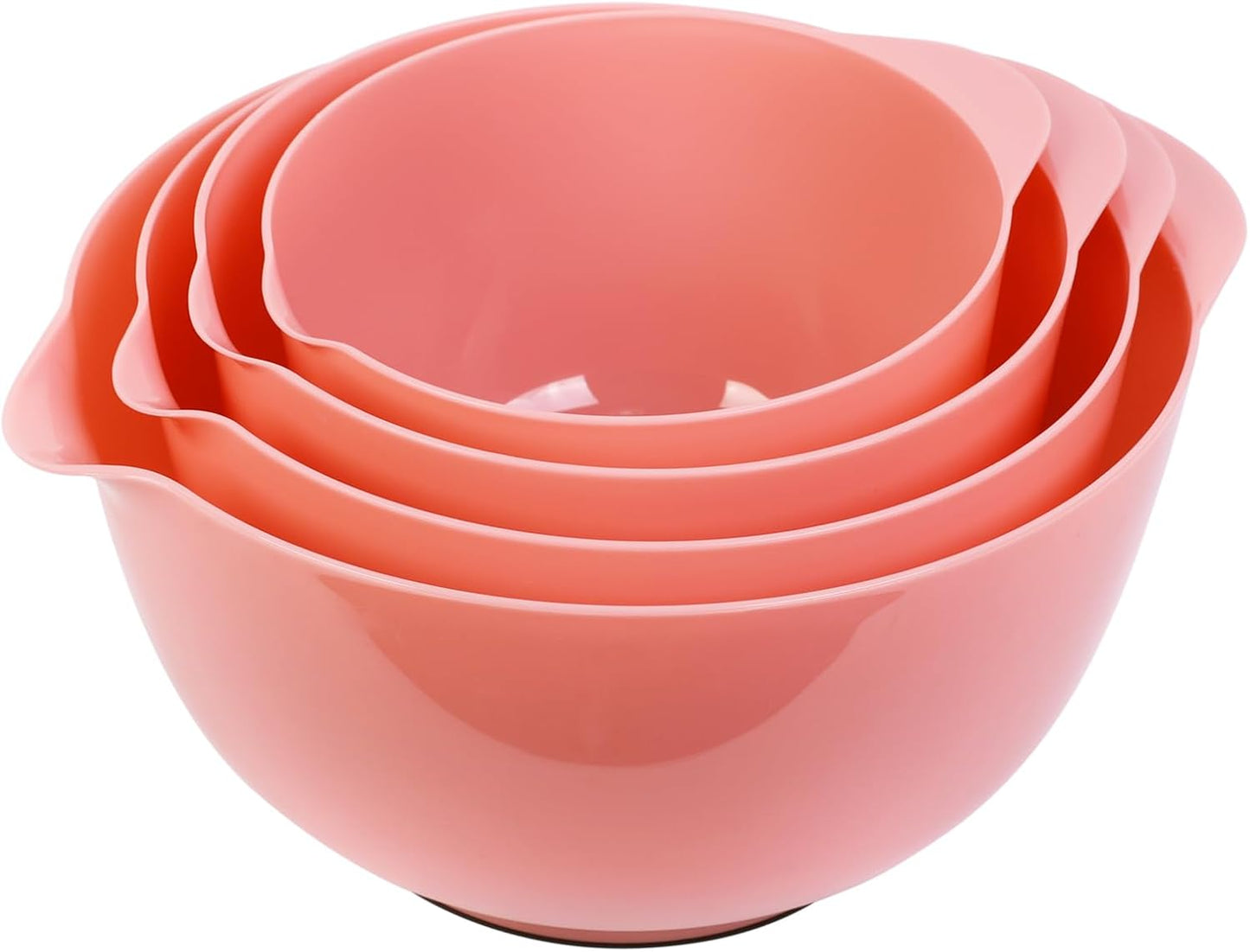 BoxedHome Green Ombre Nesting Plastic Mixing Bowl Set With Pour Spout, Microwave and Dishwasher Safe, BPA free Non-Slip Base, Set of 4 Size 1.7, 2.5, 3.5 and 4.5qt, Great for Prepping, Baking, Cooking