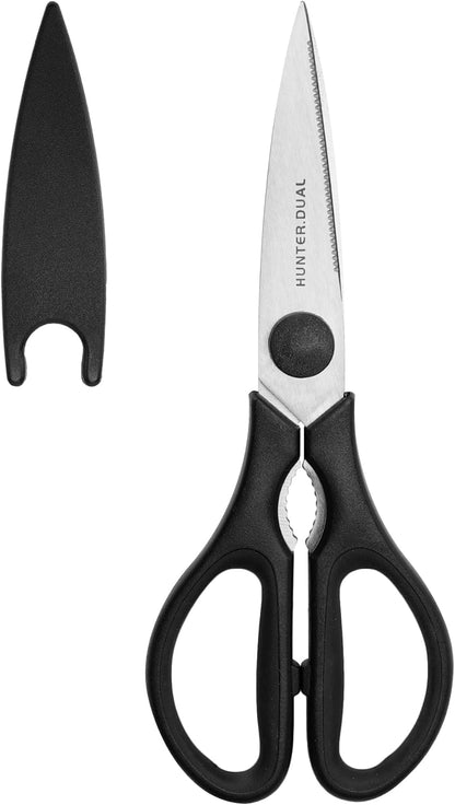 Kitchen Scissors for Food, HUNTER.DUAL Heavy Duty Come Apart Poultry Shears for Cooking, All Purpose for Cutting Chicken, Meat, Fish & Vegetables (Black, 8.26 Inch)