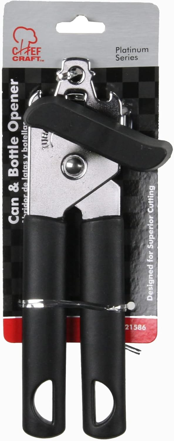 Chef Craft Select Plastic Handle Manual Can Opener, 7.5 inch, Stainless Steel