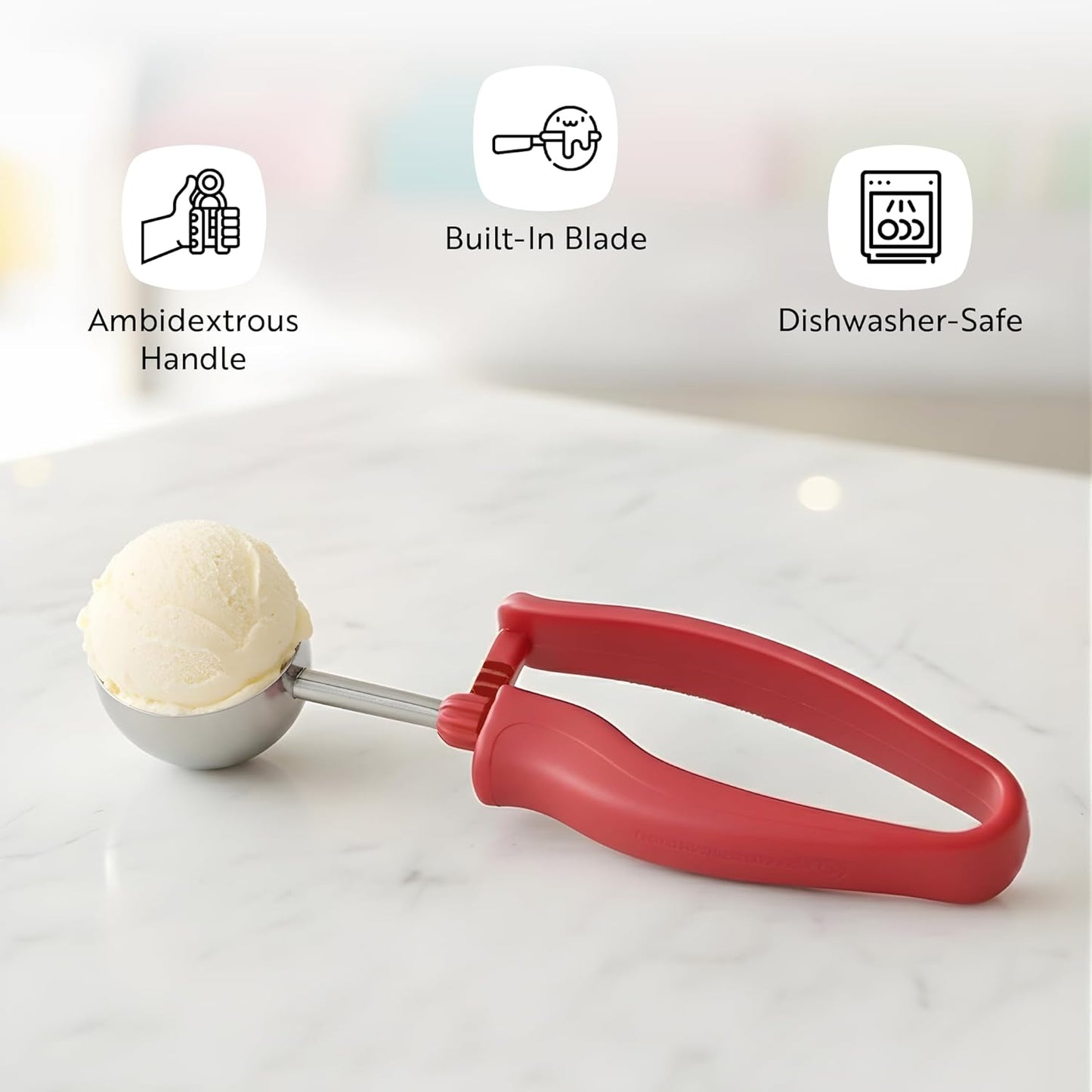 Restaurantware Ice Cream Scoop 1 Case 3.75 oz Stainless Steel Portioner Commercial Kitchen Tool Comfortable Grip Dishwasher-Safe Ambidextrous Handle