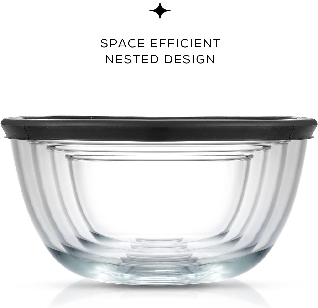 JoyJolt Kitchen Mixing Bowls - 8pc Glass with Lids Set – Neat Nesting Large Bowl Batter Cooking Storage and Big Salad BPA-Free Red