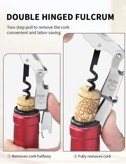 CORKAS Wine Key - Professional Handcrafted Heavy Duty Waiter Corkscrew, Compact Wine Opener with Double Hinged, Foil Cutter and Bottle Opener, Gifts for Servers, Sommelier, Bartenders - Red