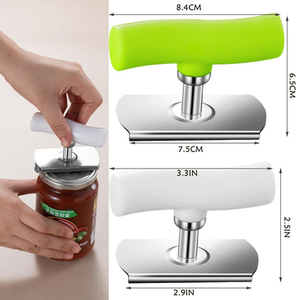 Cap Crack Jar Opener 2026 New Adjustable Multi-Lid Can Opener for Weak Hands - Ergonomic Non-Slip Grip, One-Hand Operation, Opens Bottles Cans Jars Effortlessl (White Green)