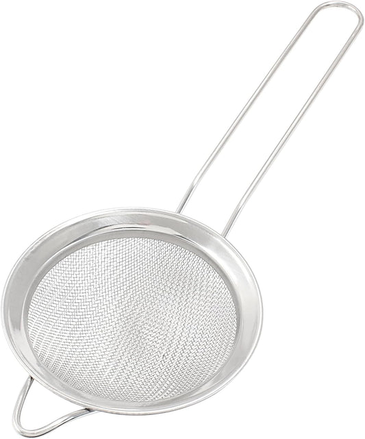 Piutouyar 8cm/3.15" Fine Mesh Strainers, Stainless Steel Kitchen Strainers, Heavy Duty Sieve Fine Mesh Colander Sieve Sifters Metal Colander for Sifting Flour, Pastas, Rice, Fruits, Tea
