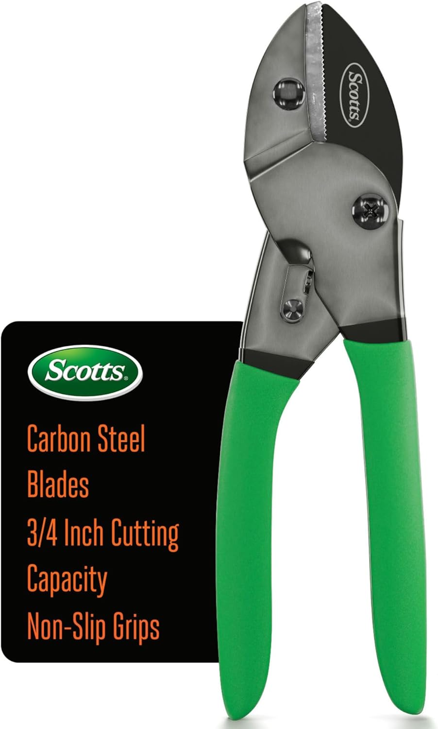 Scotts 8 in. All-Purpose Steel Garden Utility Shears with Serrated Blades – Comfort Grip Yard and Garden Scissors for Pruning Plants, Flowers, and Herbs