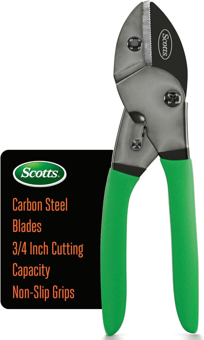 Scotts 8 in. All-Purpose Steel Garden Utility Shears with Serrated Blades – Comfort Grip Yard and Garden Scissors for Pruning Plants, Flowers, and Herbs
