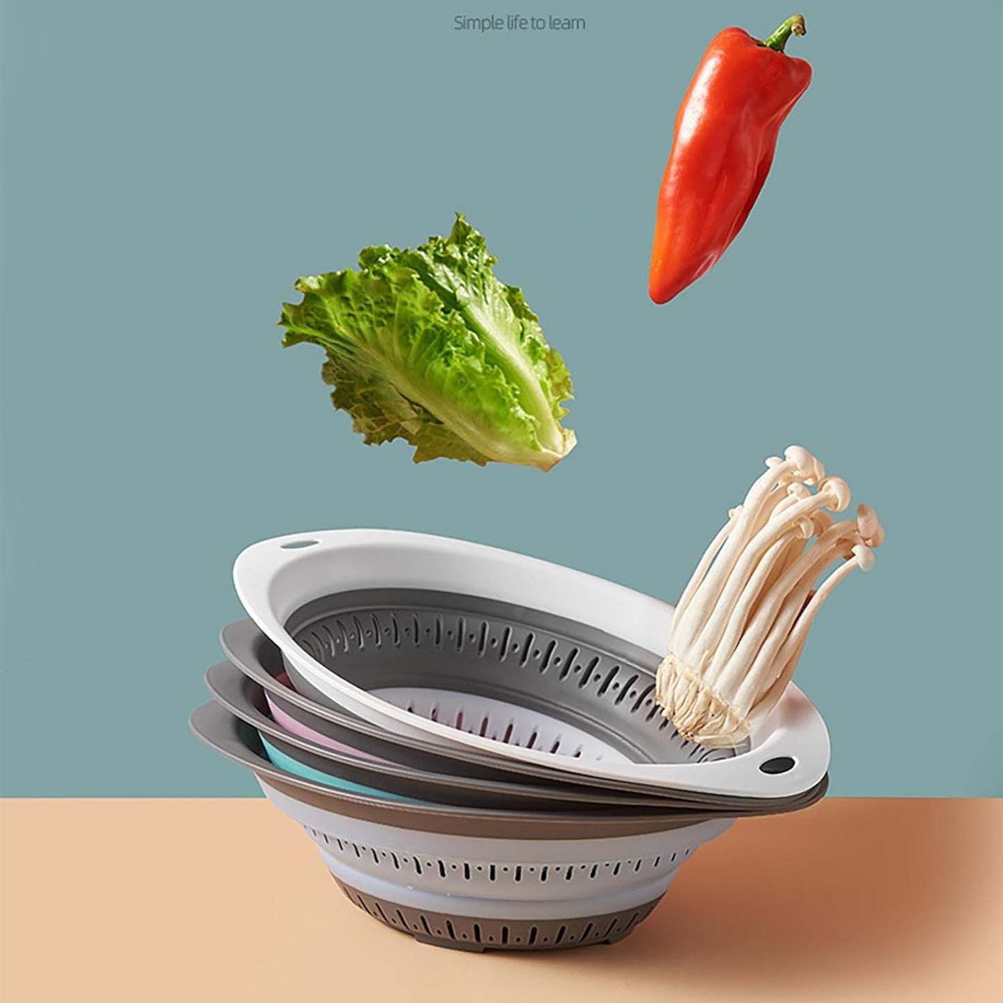 Generic Collapsible Colander and Strainer, Silicone Strainer Colanders Food Strainers, Heavy Duty Kitchen Drainer Basket, for Vegetable and Fruit, Kitchen Essentials (Light Purple)