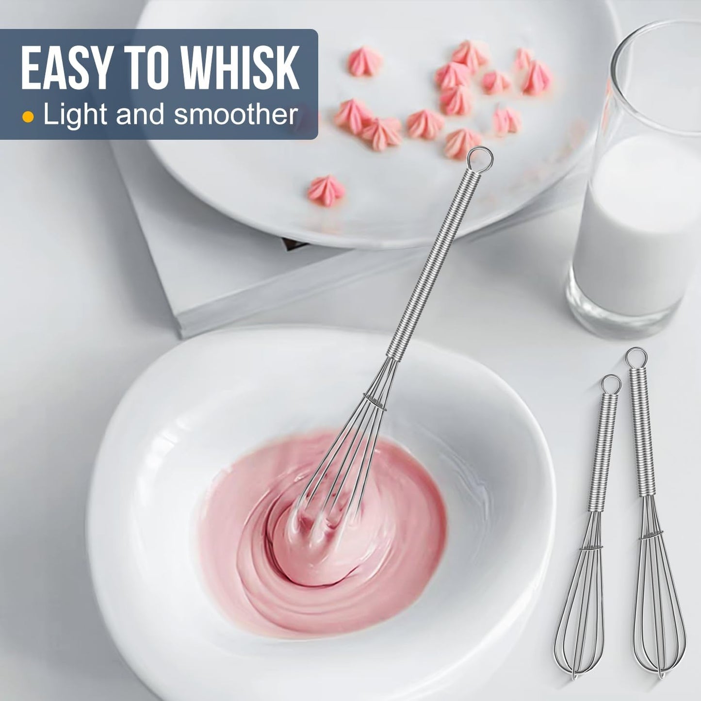 Whisks For Cooking - 500 °F Heat Resistant Silicone Whisk, Heavy Duty 7",9"&11inch Non-Scratch Balloon Kitchen Wisk tool Set, for cooking Wisking, Blending, Beating, Stirring, 3 Piece Black